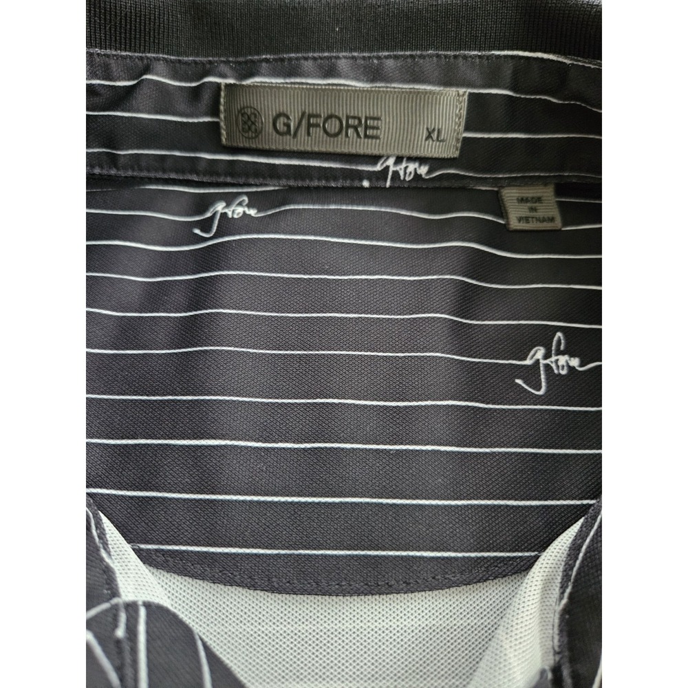 G/FORE Men's Golf Polo Shirt Black White Striped XL Polyester Short Sleeve - Picture 4 of 6
